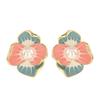 Mori sweet exquisite pastoral enamel drop glaze three-dimensional flower pearl earrings light luxury temperament high-end earrings