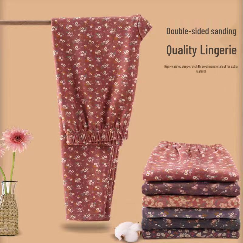 Women's Plus Size Fall Pants: Soft Fleece, Print, Loose Fit for Middle-aged & Elderly