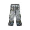 ZYLLO Herr Hög Street Oversized Hip Hop Jeans Byxor 3D-tryckta Vintage Denimbyxor Mode Streetwear Målade Raka Jeans