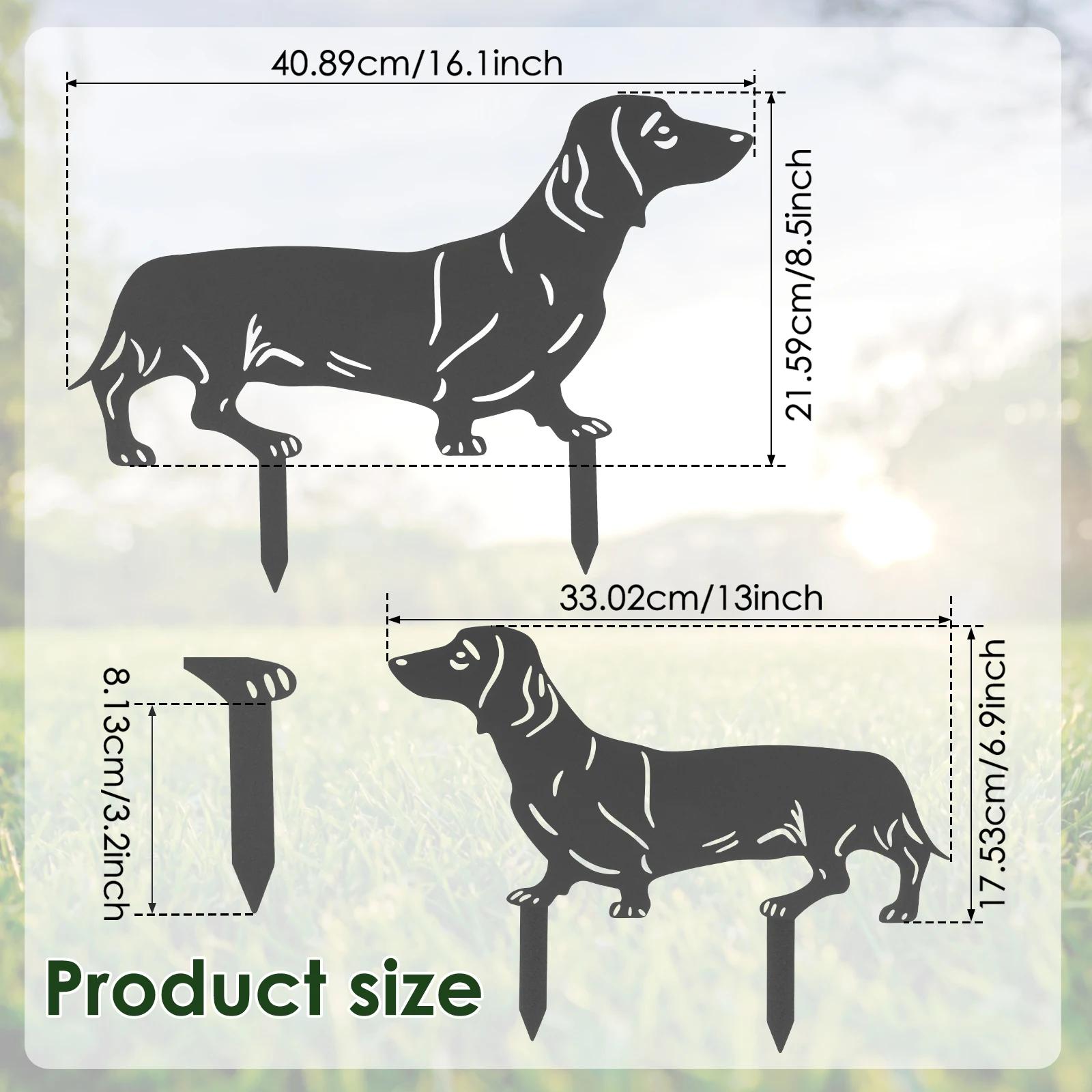 

2Pcs Dog Garden Stakes Iron Dachshund Figurines Outdoor Rustproof Garden Iron Art Decoration for Patio Lawn Balcony Dog Lovers 2Pcs чорний