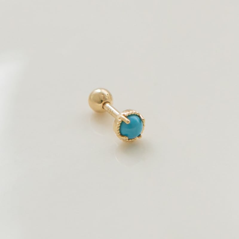 LUNNE 14k Turquoise Gemstone Piercing (14k Gold) (Bar Thickness 1mm) #PIB06
