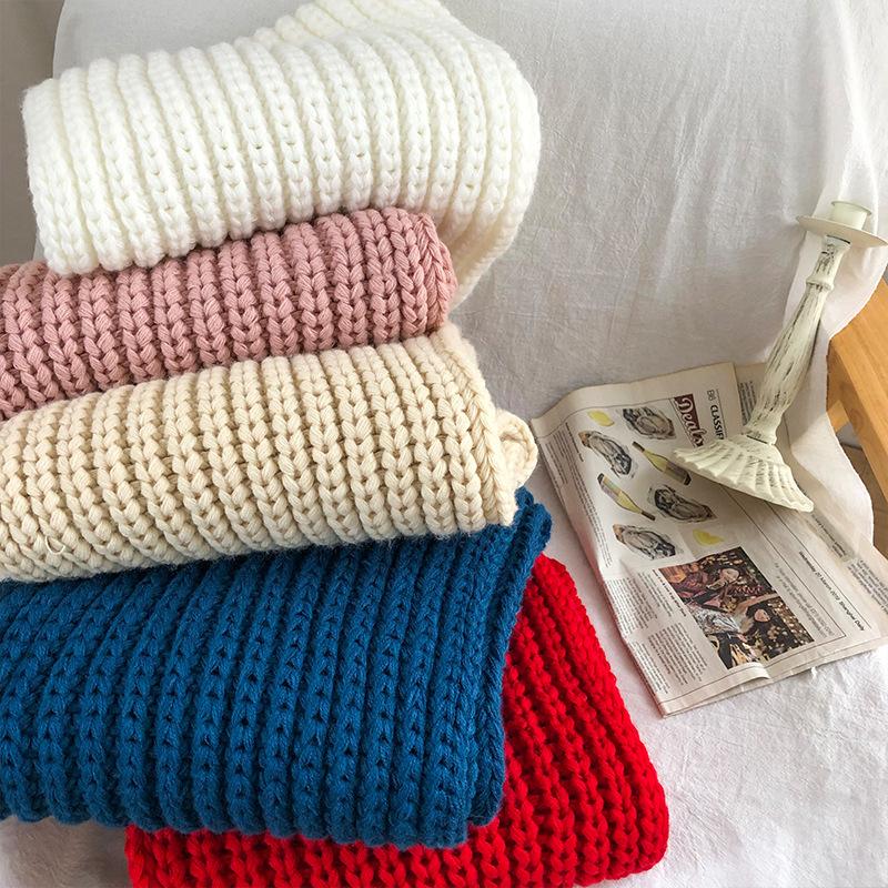 Damen-Schal, Herbst/Winter, Winter, Strickschal aus Wolle, einfarbig, dick, warm