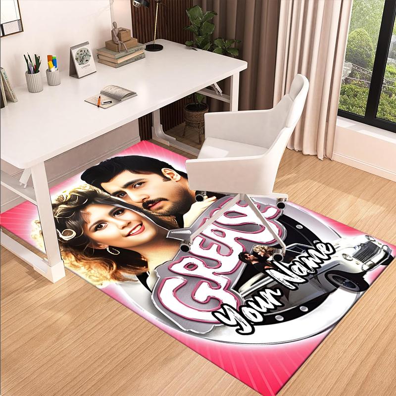 Custom Name Grease Printed Carpet, for Office Chair Living Room Bedroom Kitchen Room Decor Gifts.