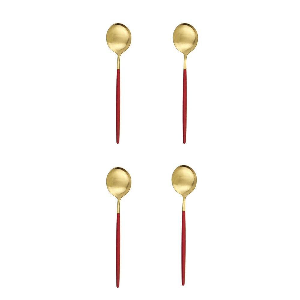 4Pcs Gold Matte Tea Spoon Cutlery Stainless Steel Coffee Spoon Silverware Small Stirring Spoon Tableware Kitchen Flatware