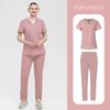Large Size Men'S And Women'S Straight-Leg Pants Experimental Suit Solid Color V-Neck Short-Sleeved Fashionable And Simple Surgical Suit