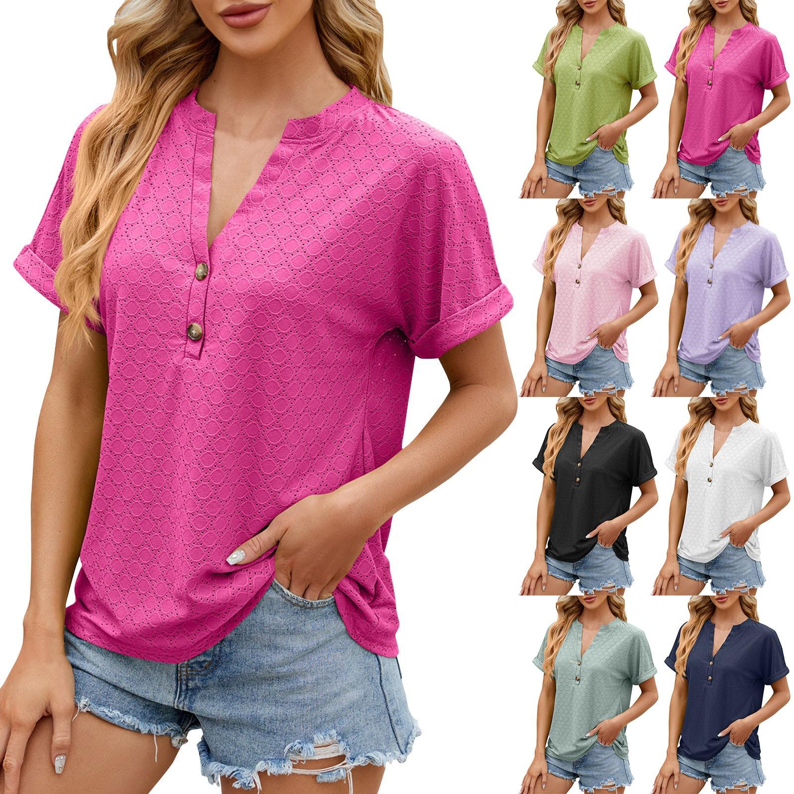 

Женская весенне-летняя однотонная рубашка с капюшоном и короткими рукавами на пуговицах