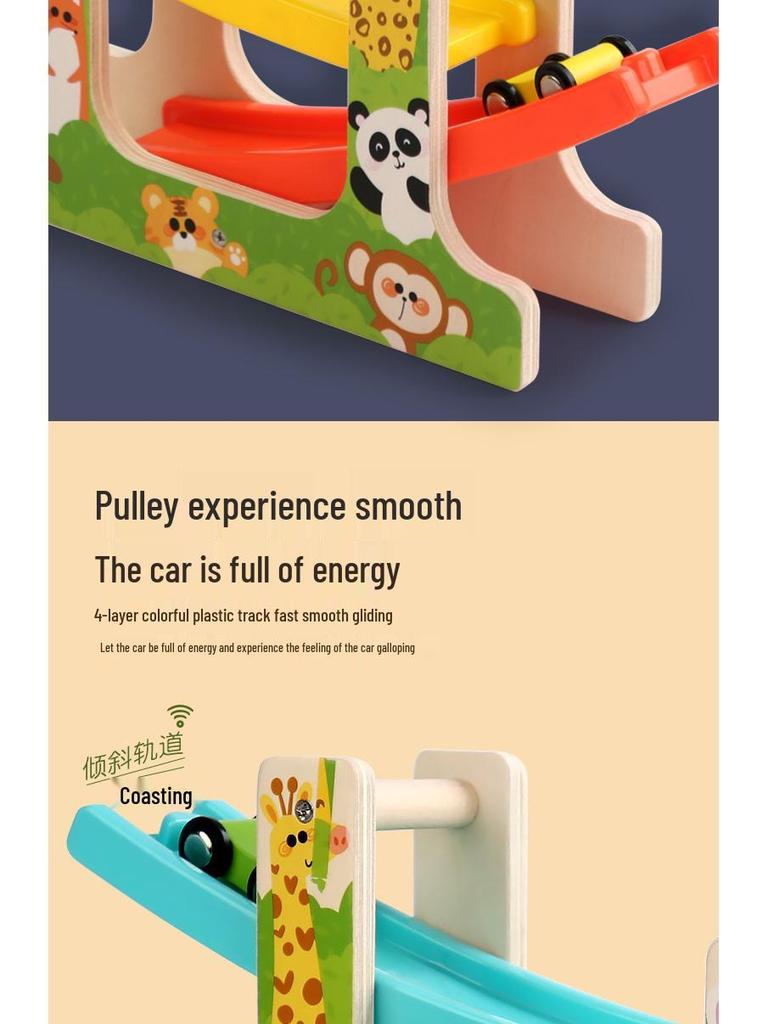 Holz Trägheitsgleiter Auto Bahn & Parkplatz Puzzle Spielzeug für Kinder ab 3 Jahren