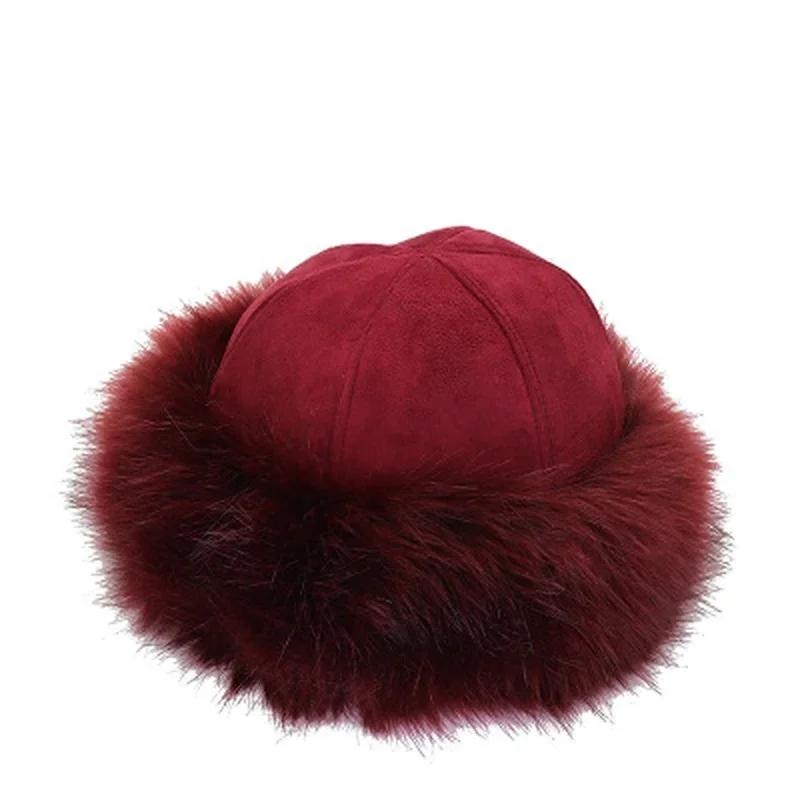 Women Fluffy Faux Fur Hats Winter Thick Warm Ears Snow Cap Windproof Hat Winter Women Hat