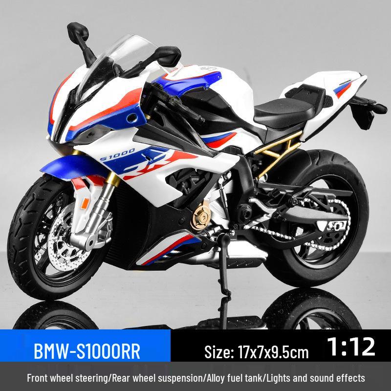 1:12 Kawasaki Ducati Alloy Motorcycle Toy with Sound, Light, and Sliding Motion