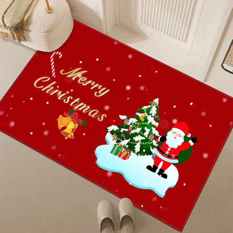 Sweet Santa Claus Graphic Washable Floor Mat Decorative Door Rug Perfect For Indoor Outdoor Entryway Welcome Accent