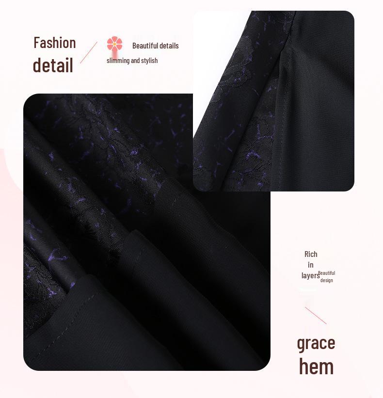 Summer Short Sleeve Two-Piece Slimming Dress for Middle-Aged and Elderly Women