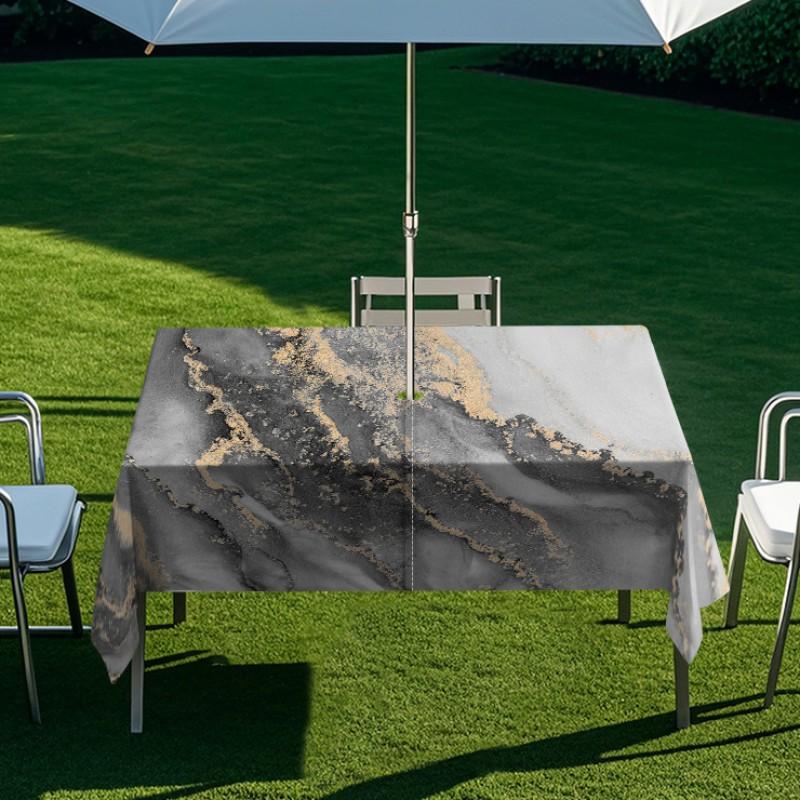 Outdoor Rectangular Table Cover With Starry Sky Sand Flow Waterproof Elastic Edge Patio Garden Dining