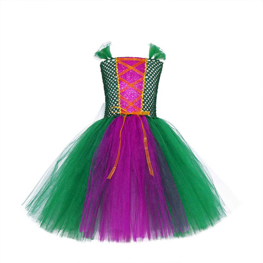 Copii fete vrăjitoare magică plasă Tutu rochie pălărie set copii Halloween Cosplay costume copil pretinde prințesă petrecere joc de rol ținută
