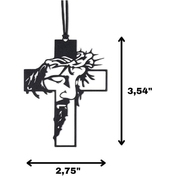 Rear View Mirror Accessories - Car Hanging Accessories - Car Pendant, Charm Ornaments - Swinging Ornaments, Cross Hanger - Black Jesus Christ