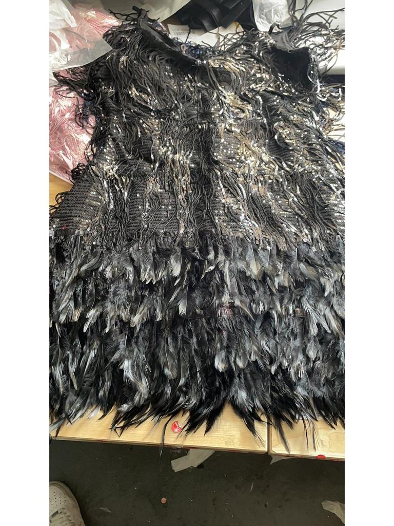 2025 Summer Women's Tassel Sequin Feather Stitch Dress