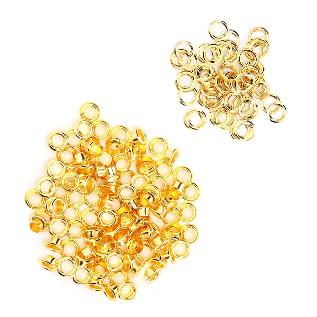 200Pcs 6mm Shoes Grommet Hollow Hole Rivet DIY Hand Made Brass Gold Leather Accessories