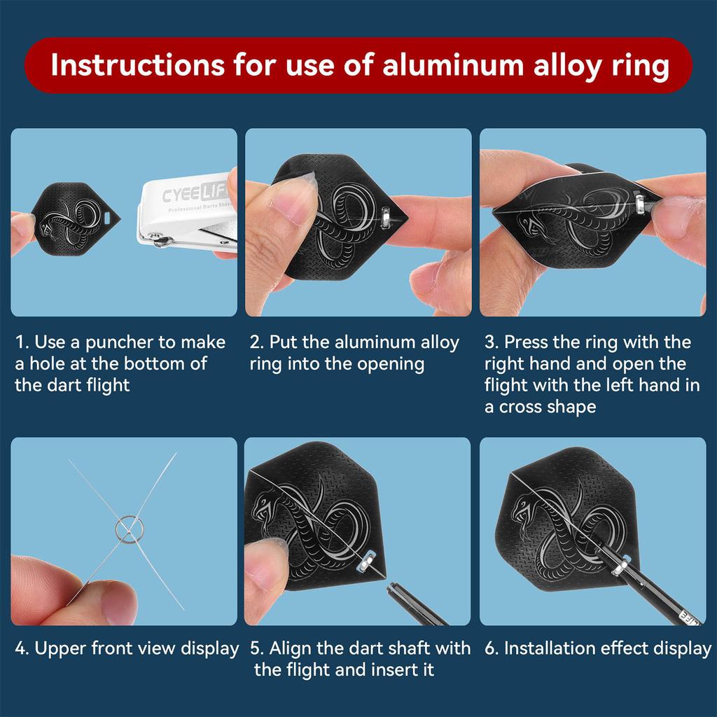 6Pcs Dart Flight Wing Savers Protectors Aluminum Alloy Dart Wing Corrector Dart Shaft Protector Dart Flights Rings Set