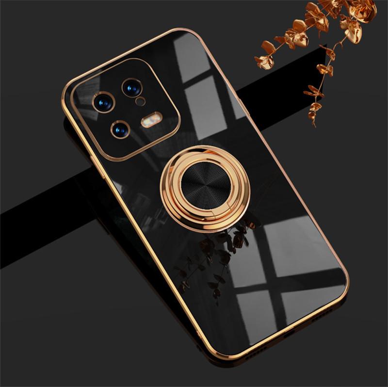 Magnetická adsorpce do auta 6D pokovování TPU pouzdro s kroužkem pro Xiaomi 14T 14 13 13T 13x 12T 12 12S 12X Pro Lite Zadní stojánek Kryt nárazníku Potector