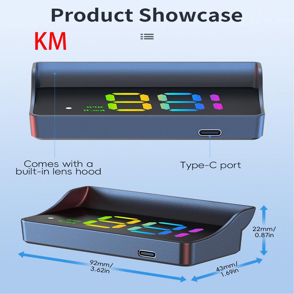 Car LCD HUD Speedometer Smart Double-Mode Windshield Projector KM/MPH GPS Speedometer For Dashboard Compass Altimeter