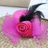 Retro Pillbox Hat Elegant Rose Hat with Feathers Mesh Bow 20s 50s Pillbox Hat for Kids Girls Stage Performances Theme Party Photo Props