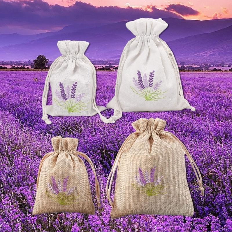 Multipurpose Cotton and Linen Sachet Lavenders Bags with Drawstring for Spices, Herbs, and Jewelry 10Pieces