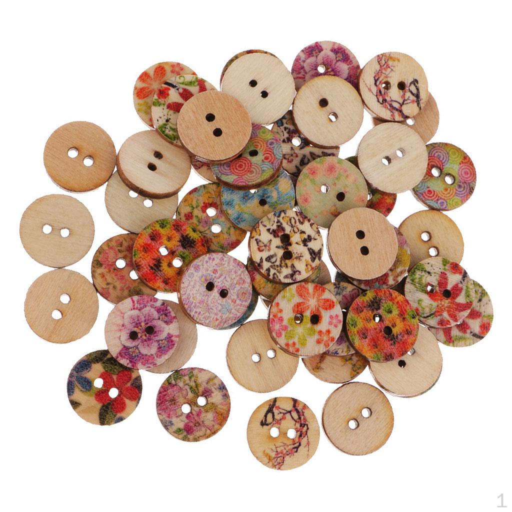 

50 шт. смешанные винтажные круглые пуговицы с двумя отверстиями для шитья для скрапбукинга 15 мм