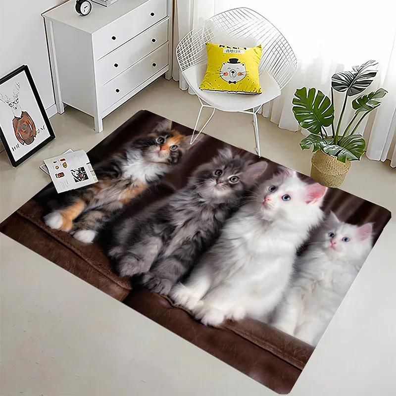 Funny Cat 3D Printing Large Area Carpets for Home Living Room Children's Bedroom Sofa Doormat Kitchen Floor Rugs Anti-slipDecor