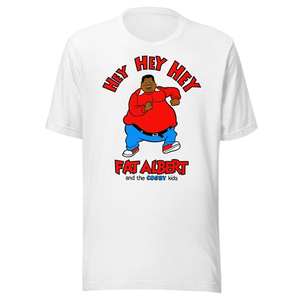 Gildan 64000 Футболка Толстый Альберт “Хей Хей Хей” Белая Маленькая – Ретро Мультяшная Футболка Унисекс S