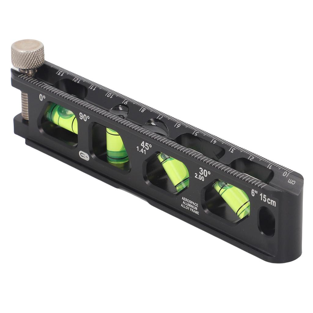 Mini Level Ruler with 4 Magnets 4 Bubbles Compact Level Tool for Pipe Measurement 6 Inch 15cm Scale