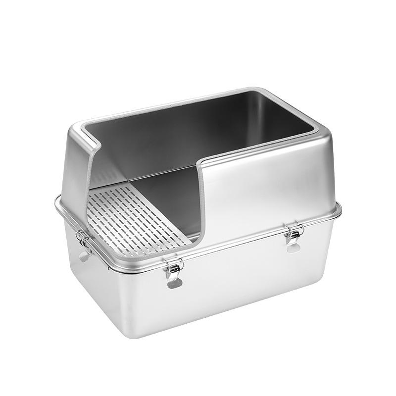 Stainless Steel Extra Large Enclosed Cat Litter Box - Odor & Splash Proof
