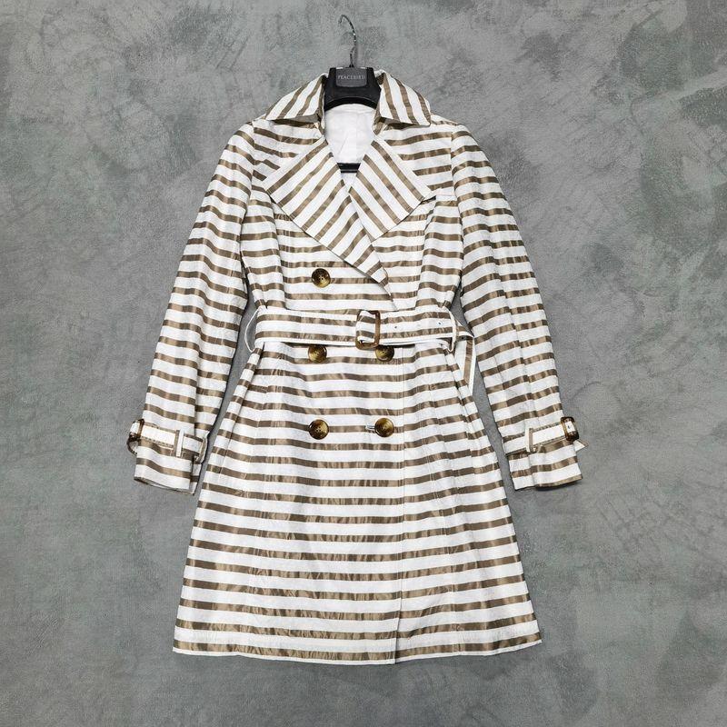 

Japanese Single Embossed Fabric Exquisite Workmanship Spring and Autumn British Style Double Breasted Mid Length Long Length Trench Coat Outwear Women Coffee bar 38
