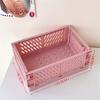 Cute Ins Folding Plastic Storage Rack Organizer Box Student Portable Desktop Food Toy HandAccount Tape Stationery Storage Basket