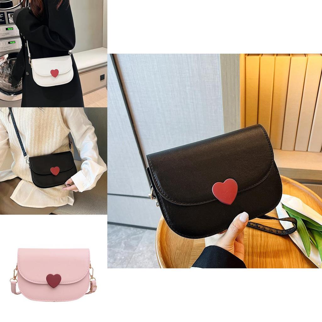 Trendy Black White Pink Casual Simple Shoulder Bag Stylish Saddle Bag For Women
