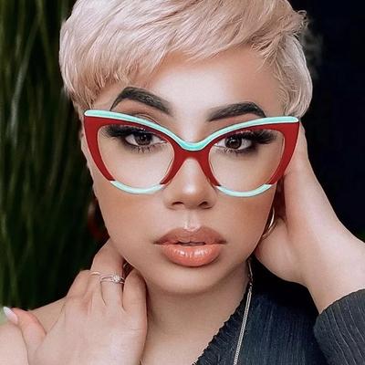 Modemarke Luxusdesign Retro Katzenauge Quadratisch Damenrahmen Photochromatisch Blaulichtfilter Weitsicht Lesebrille Grad Maßgeschneidert