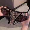Girls Summer New Sexy Leopard Lace Hollow Out Pure Cotton Crotch Low Waist Triangle Briefs