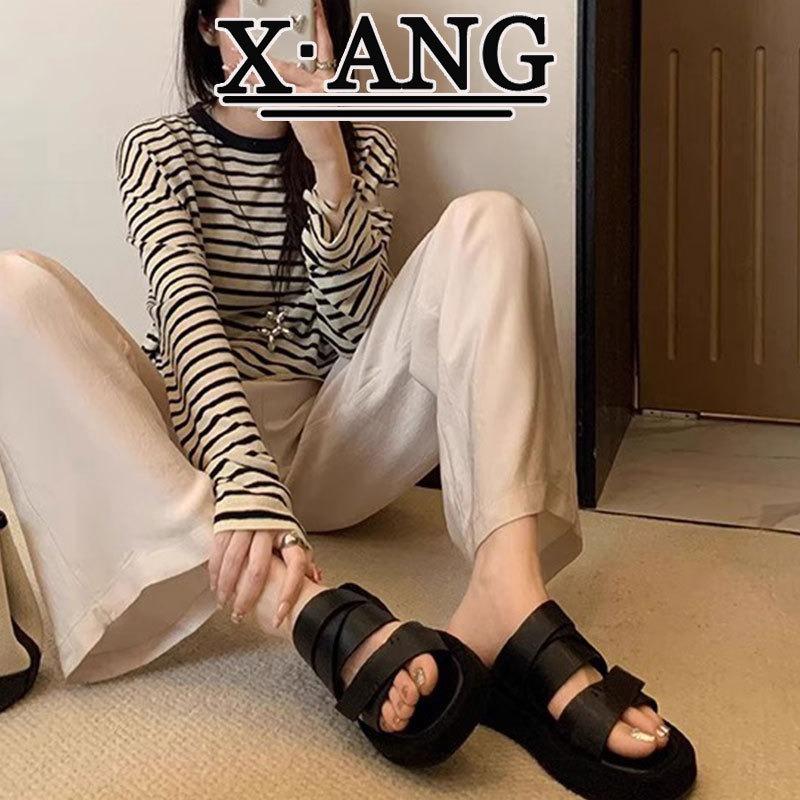 

Leather slippers women s summer wear new with skirt thick-bottomed cool slippers holiday wind beach slippers 40