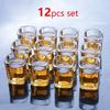Drinking Glasses Set of 12 Square Glass Transparent Mini Capacity 70ml Creative Milk Tea Drinks Cups Red Wine Glass Coffee Cup