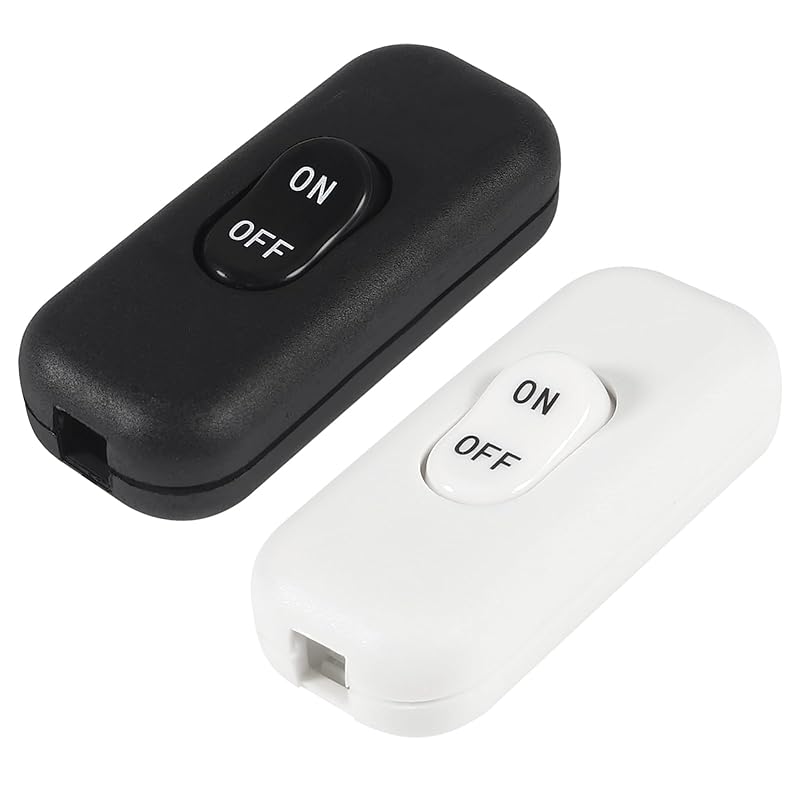 2pcs Inline Cord Switch, AC 250V 6A On-Off Lamp Control Appliance Switch for Bedroom Table Lamp Desk LED Lights(White)