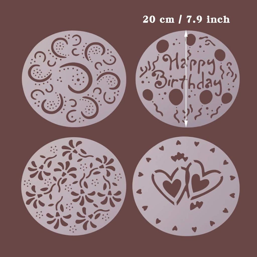 iSuperb 4 Pieces Cake Top Stencils Cookie/Cake Decorating Painting Templates Baking Tool for Cupcake Wedding Cake Fondant Impression, Wedding