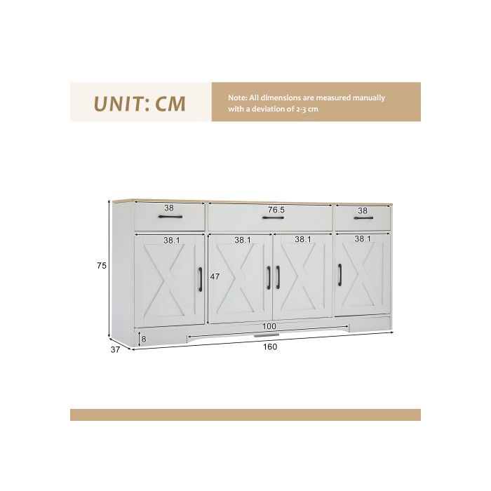 Buffet Blanc Moderne, Armoire Multifonctionnelle En Bois, Armoire De Salon-salle À Manger, Buffet Blanc Avec Décoration