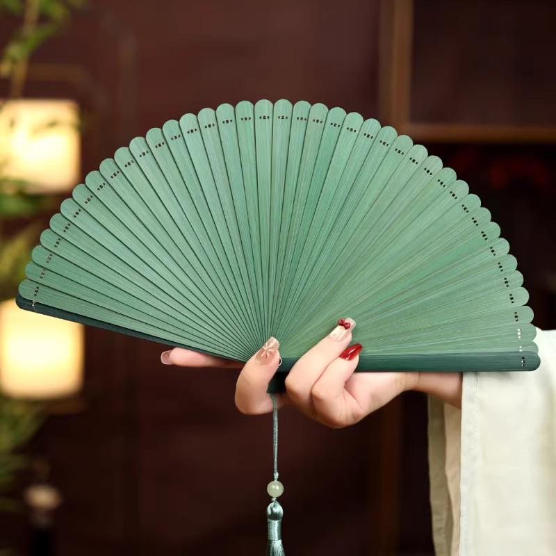 Bamboo Folding Fan: Portable Chinese Style for Summer, Cheongsam, Hanfu, and Children's Dance