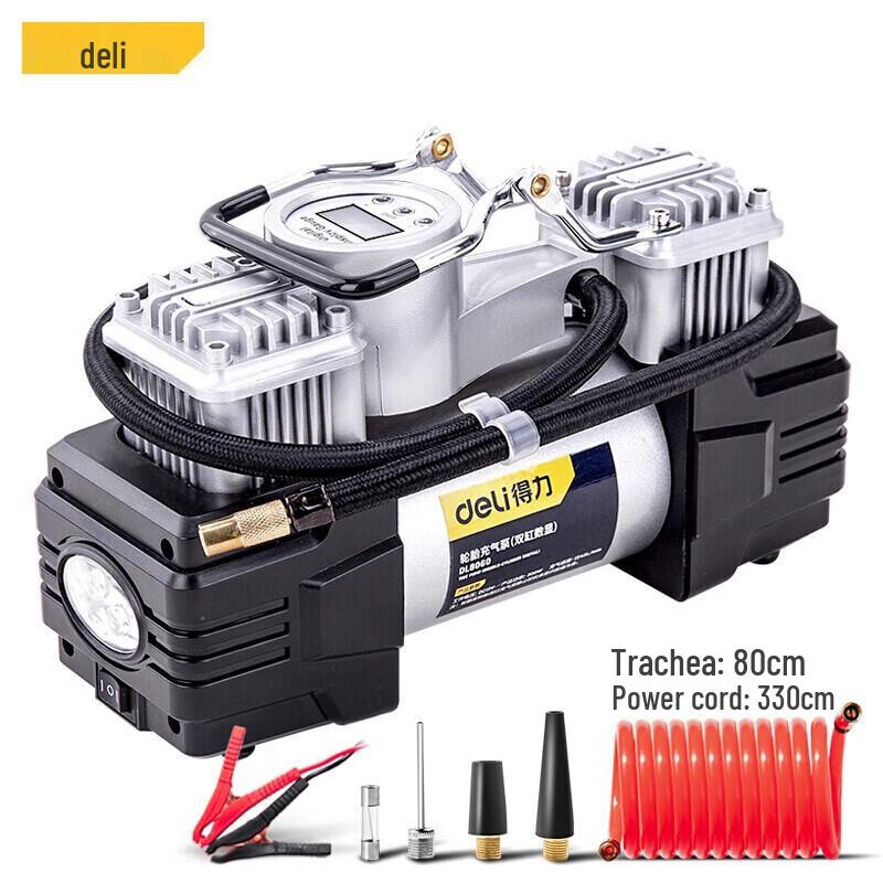 

Deli Metal Double Cylinder Car Tire Inflator DL8060 CN plug (adapter included)