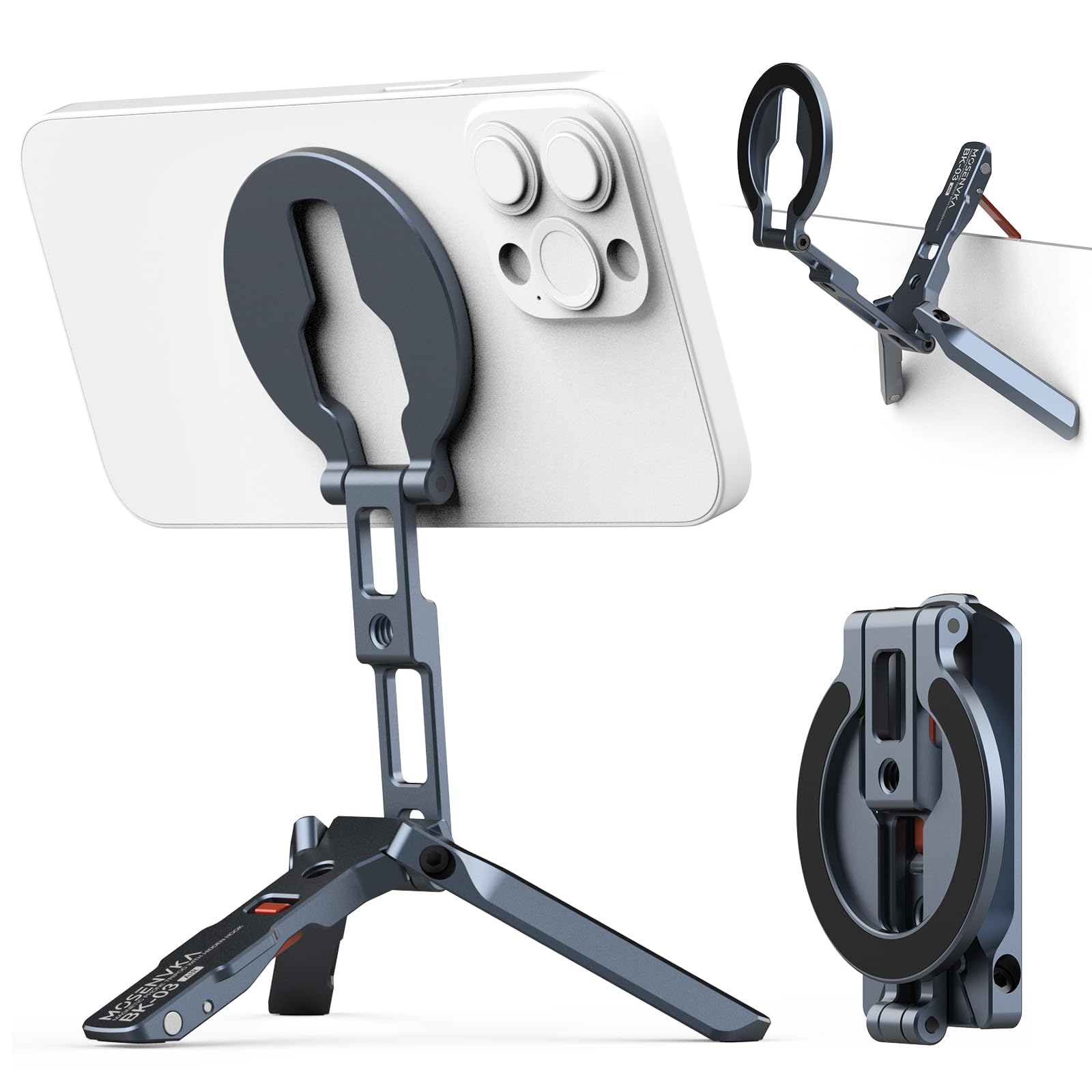 MOSENVKA Smartphone Mini Desktop Smartphone MagSafe Foldable Tripod Multifunctional Smartphone Lightweight Aluminum Magnetic Pocket Super Strong серый