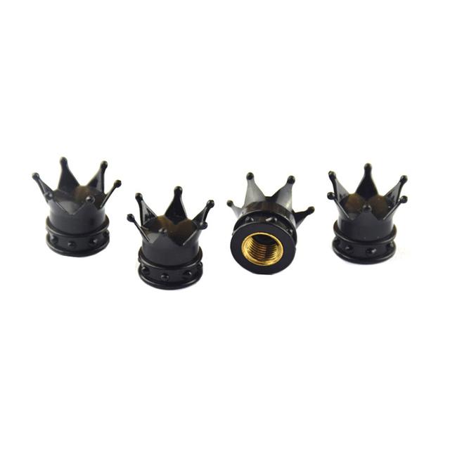 4Pcs/Set Crown Shape Car Tire Air Valve Stem Caps Auto Wheel Stem Air Valve Dust Covers Auto Truck Motocycle Bike Dustproof Caps