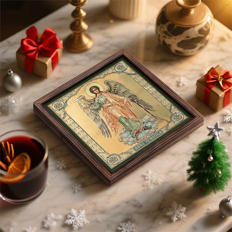 Decorative painting of Orthodox icons,Consecrated icon "The Guardian Angel",Photo frame painting,Christian Wall Art,20cm*20cm,Spiritual decor gift
