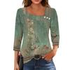 3/4 Sleeve Shirts For Women  Tees Blouses Casual Plus Size Basic Tops Pullover