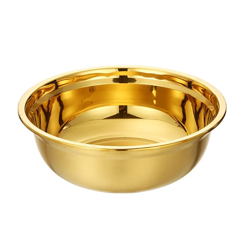 2Pcs/Set Rice Sieve Strainer Stainless Steel Golden Drain Basket Multifunctional Egg Flour Mixing Bowl Kitchen Fruit Soup Basin