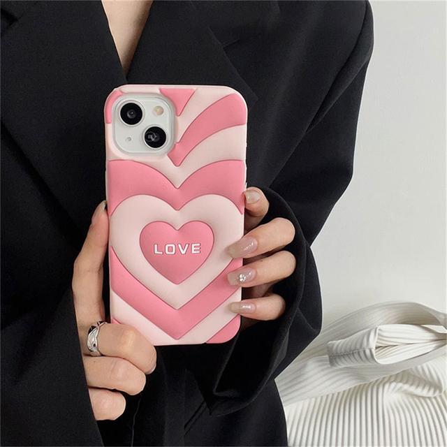 

Стильный милый силиконовый розовый чехол с 3d сердцем любви для Iphone 14 13 12 11 Pro Max Ins Корея прекрасный противоударный мягкий чехол Funda For iPhone 13