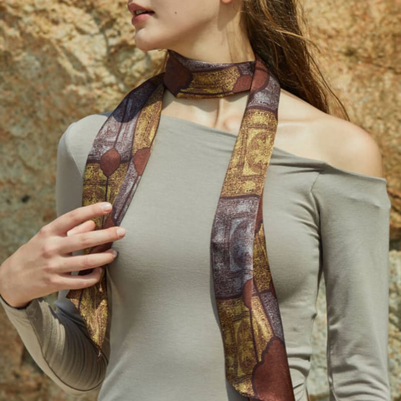 ANA MAISON Silent Remark Long Petit Silk Scarf [PML-1428]