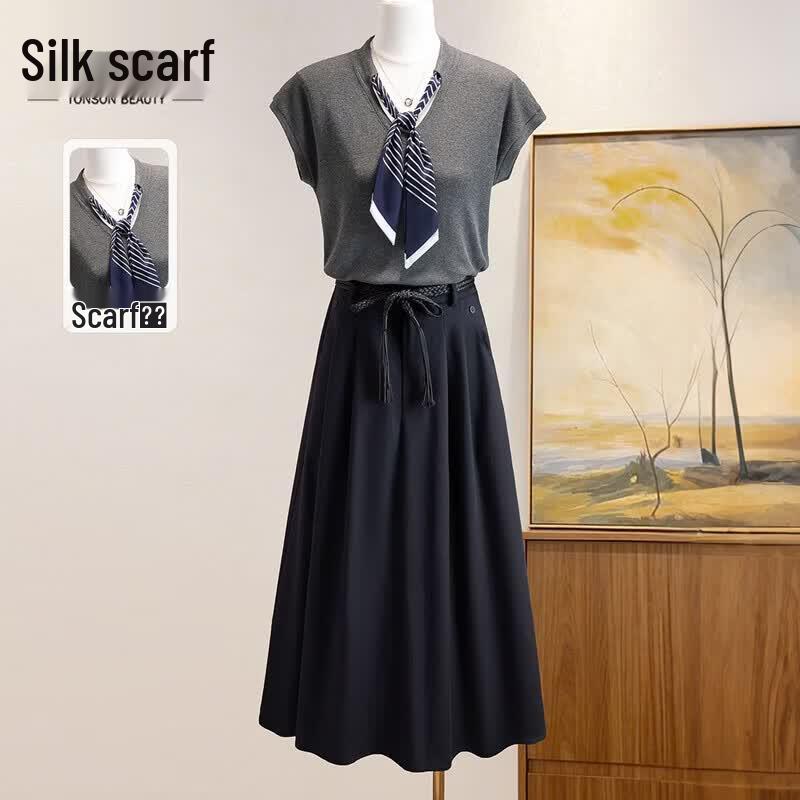 Women s Fashion Wool-Blend Two-Piece Skirt Set L